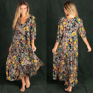 Natural Life ‘Sage’ Boho Beautiful Multi-Colored Maxi Dress L/XL